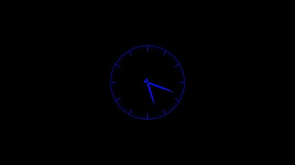 Abstract blue clock face glowing on black background time passing concept digital animation video - Powered by Adobe