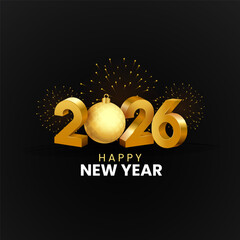 2026 Happy New Year 3D Style Poster or Card Design