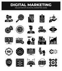 Collection of 25 Digital Marketing Icons: Boost Your Brand