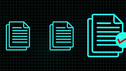 Digital Document Approval Process Workflow Success Checkmark Icon Animation on Grid Background - Powered by Adobe