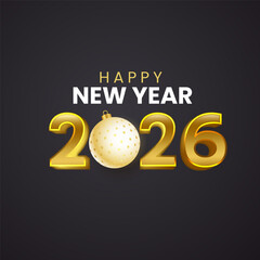 2026 Happy New Year 3D Style Poster or Card Design
