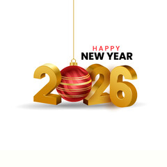 2026 Happy New Year 3D Style Poster or Card Design