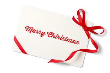 リボンを結んだクリスマスカード