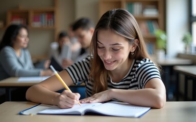 Studying in college. High quality