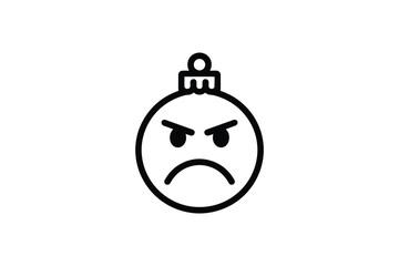 Obraz premium An angry Christmas ornament icon is depicted on a white background.