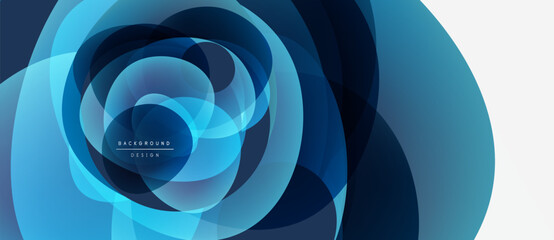 Abstract blue design. Concentric circles create dynamic visual effect. Modern background suitable for various projects.