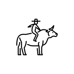 Bull Riding outline icon. Riding a bull line art illustration.