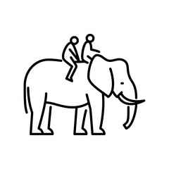 Elephant Riding outline icon. Riding an elephant line art illustration.