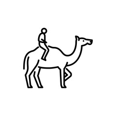 Camel Riding outline icon. Riding a camel line art illustration.