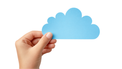 Hand Holding Blue Cloud Cutout
