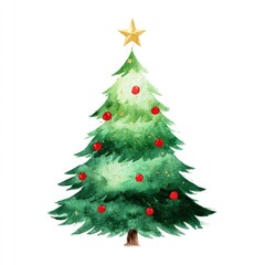 Fototapeta premium Watercolor festive Christmas tree