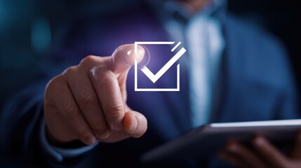 Digital Approval Process in Business Futuristic Business Technology Confirmation and Validation Digital Confirmation Checklist Confirmation of Task Completion