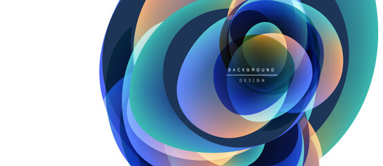 Abstract circles overlap, creating vibrant color gradients. Modern design element for backgrounds, presentations. Smooth transitions visible.