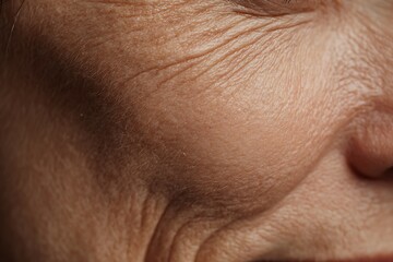 Naklejka premium macro of slightly sagging skin texture, middle-age woman,