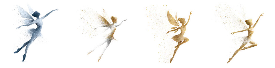 Obraz premium Watercolor Fairy Collection: Ethereal Figures on White Background