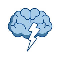 Brain With Lightning Bolt Icon for Web and Graphic Design
