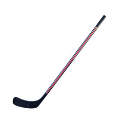 A single hockey stick depicted in a flat lay style isolated on a clean white background isolated on white background