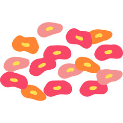 Abstract Assortment of Rounded Shapes in Pink Orange and Yellow Hues on a White Background
