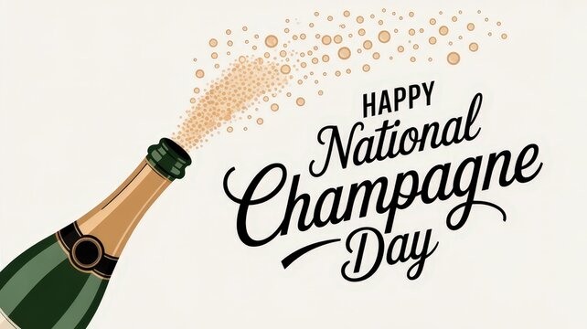 Celebrate National Champagne Day with a festive card design featuring a champagne bottle and sparkling bubbles in joyful colors - Powered by Adobe