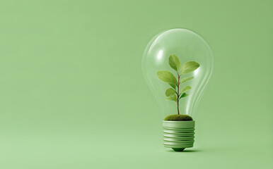 The green plants in the light bulb - an environmentally friendly concept 