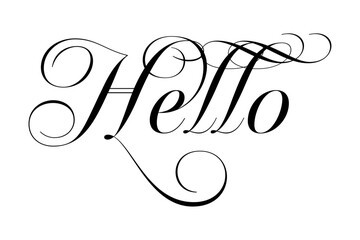 Hello - Hello handwritten text lettering on white background
