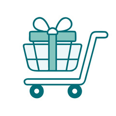 Gift In Shopping Cart Icon for Web and Graphic Design