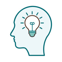 Head With Idea Bulb Icon for Web and Graphic Design