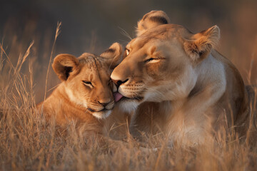 Obraz premium lioness and cubs