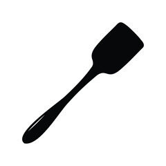 A Black and White Silhouette Image of a Cooking Spatula on White