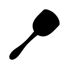 Simple silhouette image of a black kitchen spatula on a white background