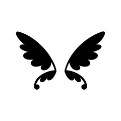 Elegant Black Silhouette of Fairy or Butterfly Wings on a White Background