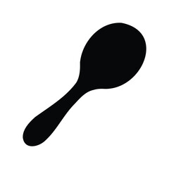Black and white silhouette image of a spoon on white background