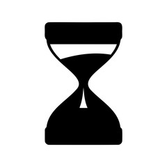 Black hourglass icon representing time passing, deadlines, and scheduling concept