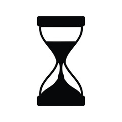 Black sand hourglass silhouette on a white background symbolizing time