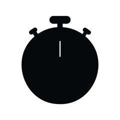 Simple black silhouette of a stopwatch showing the elapsed time measurement