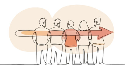 Team moving forward together with arrow