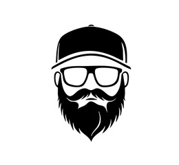 Fisherman face simple black vector, illustration,