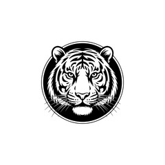 tiger head illustration isolated on white background. Images for logo, label, emblem. Vector illustration.
