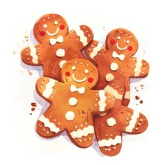 Naklejka premium Smiling gingerbread cookies illustration