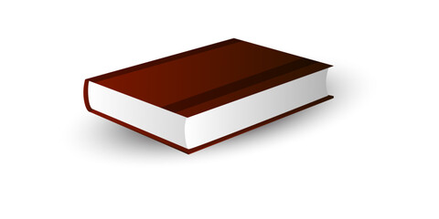 Red antique book and chocolate bar isolated on white cover paper.
