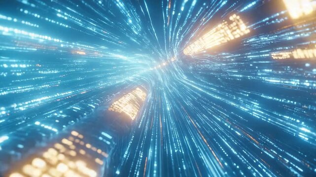 Abstract data stream animation background for technology and futuristic one hundred char