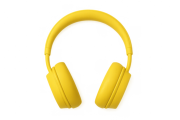 Yellow wireless headphones providing personal audio experience, listening to music and podcasts