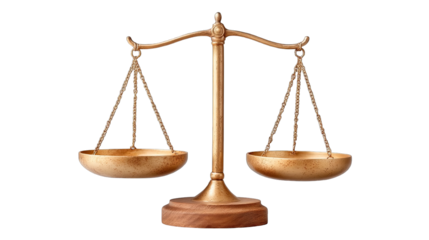 Antique Golden Scale of Justice isolated on black background for legal concepts and symbolism