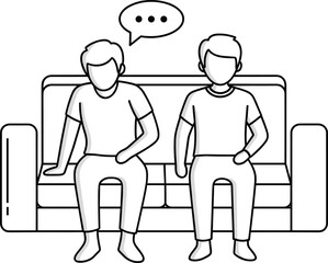 Two People Talking on Couch in Casual Setting – Communication, Counseling, Dialogue, Relationship, Therapy, Social Interaction, Mental Health, Support
