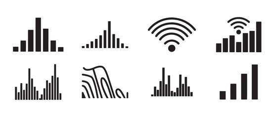 Icons of Wireless Signals and Data Bars, Technology Concept, Digital Illustration, Stylish Graphic Design vector.