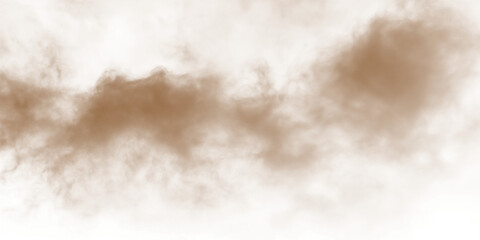 Dust sand soil smoke cloud particles isolated on transparent white background. Brown sandstorm smog sand dust explosion rising. Design elements for Compositing, covering, overlay, PNG