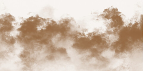 Dust sand soil smoke cloud particles isolated on transparent white background. Brown sandstorm smog sand dust explosion rising. Design elements for Compositing, covering, overlay, PNG © Graphicsworld