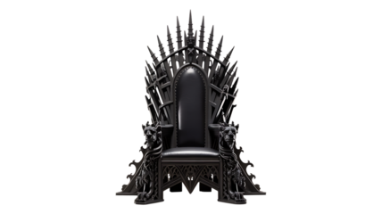closeup old Gothic Throne front view on transparent background