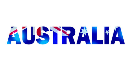 Australia Text With Flag Isolated On Transparent PNG Background