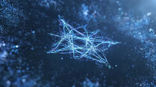 Abstract Glowing Blue Neural Network Connections Animation.